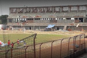Atap Stadion Wergu Wetan Ambrol Diterjang Angin Kencang
