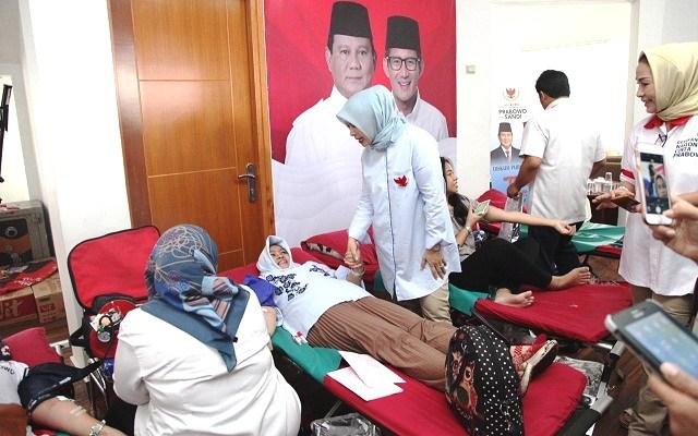 Rumah Aspirasi Prabowo-Sandi Gelar Donor Darah