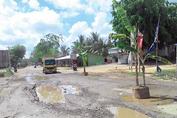 Warga Tanjung Sari Tanam Pohon Pisang di Tengah Jalan